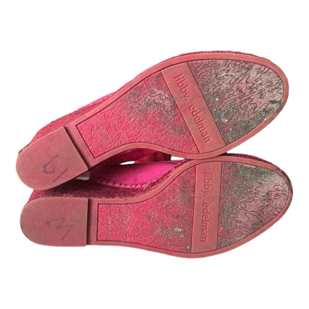 Libby Edelman Curtsy Pink Denim Rosette Wedge peep toe Espadrille size 8.5 - Picture 12 of 16